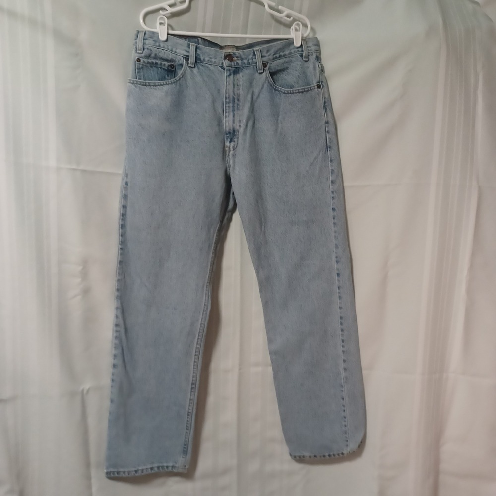 Levi Strauss Signature Mens Regular Fit Jeans Light Wash Blue Denim 38x32 Cotton
